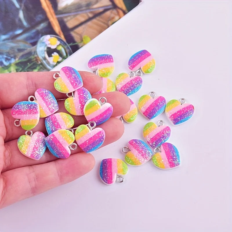 Resin Craft Projects - 10Pcs Colorful Heart Resin Charms Cute