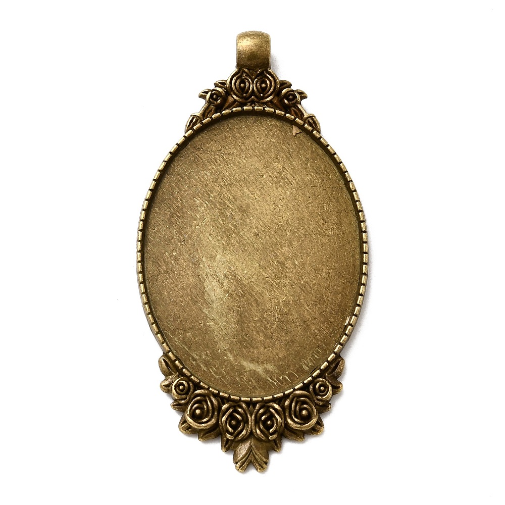 Bezels Set Pendant - 10Pcs Vintage Style Alloy Carved Rose