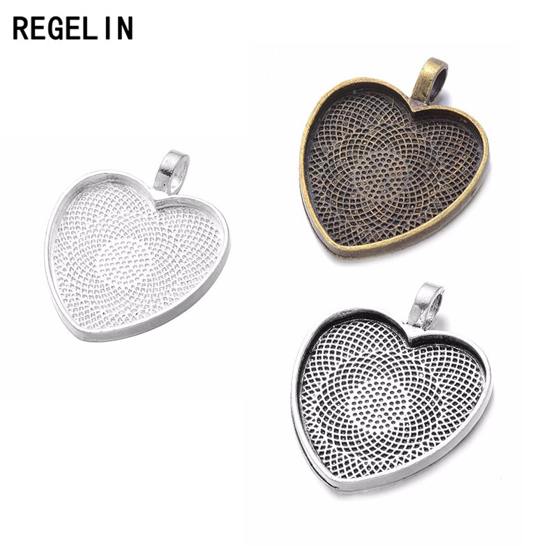 Bezels Set Pendant - REGELIN Trái Tim Cabochon Cài Đặt