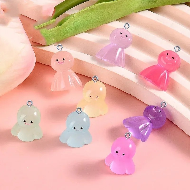 Resin Craft Material - 10Pcs Glow In Dark Cartoon Doll