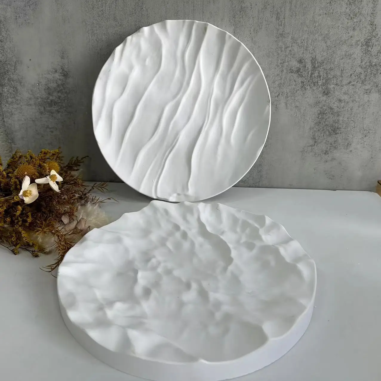 Coaster Mold Round - Irregular Ocean Waves Large Round Tray