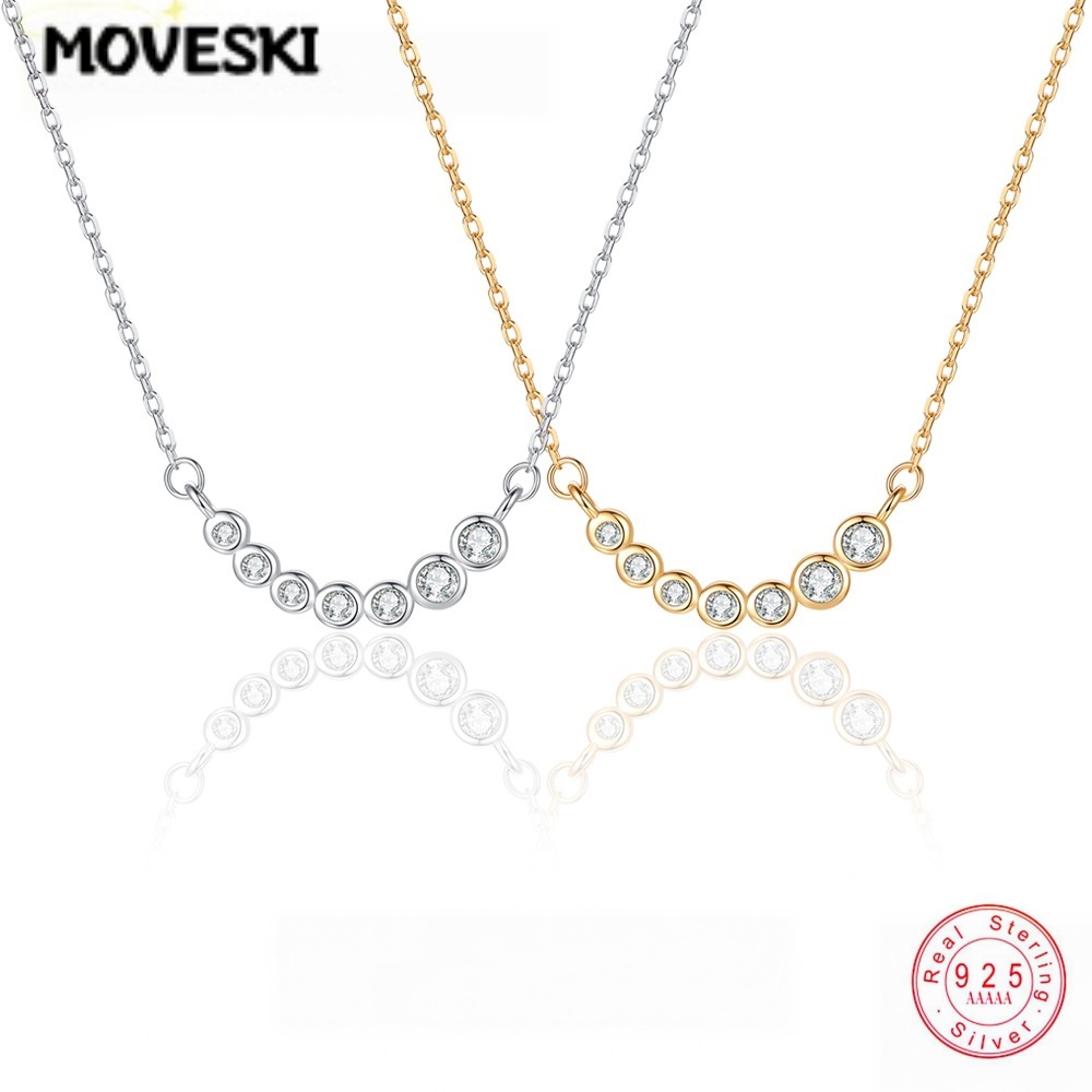 Bezels Set Pendant - MOVESKI Bezel Set Round Moissanite Smile
