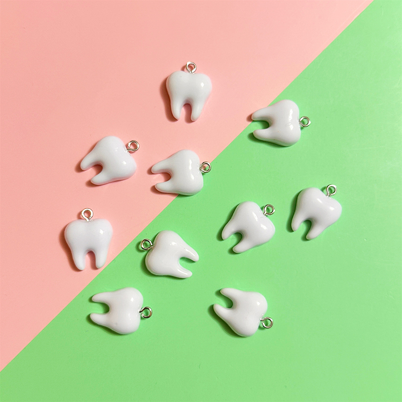 10pcs Cute White Teeth Resin P - đánh giá và giá Resin Craft Projects