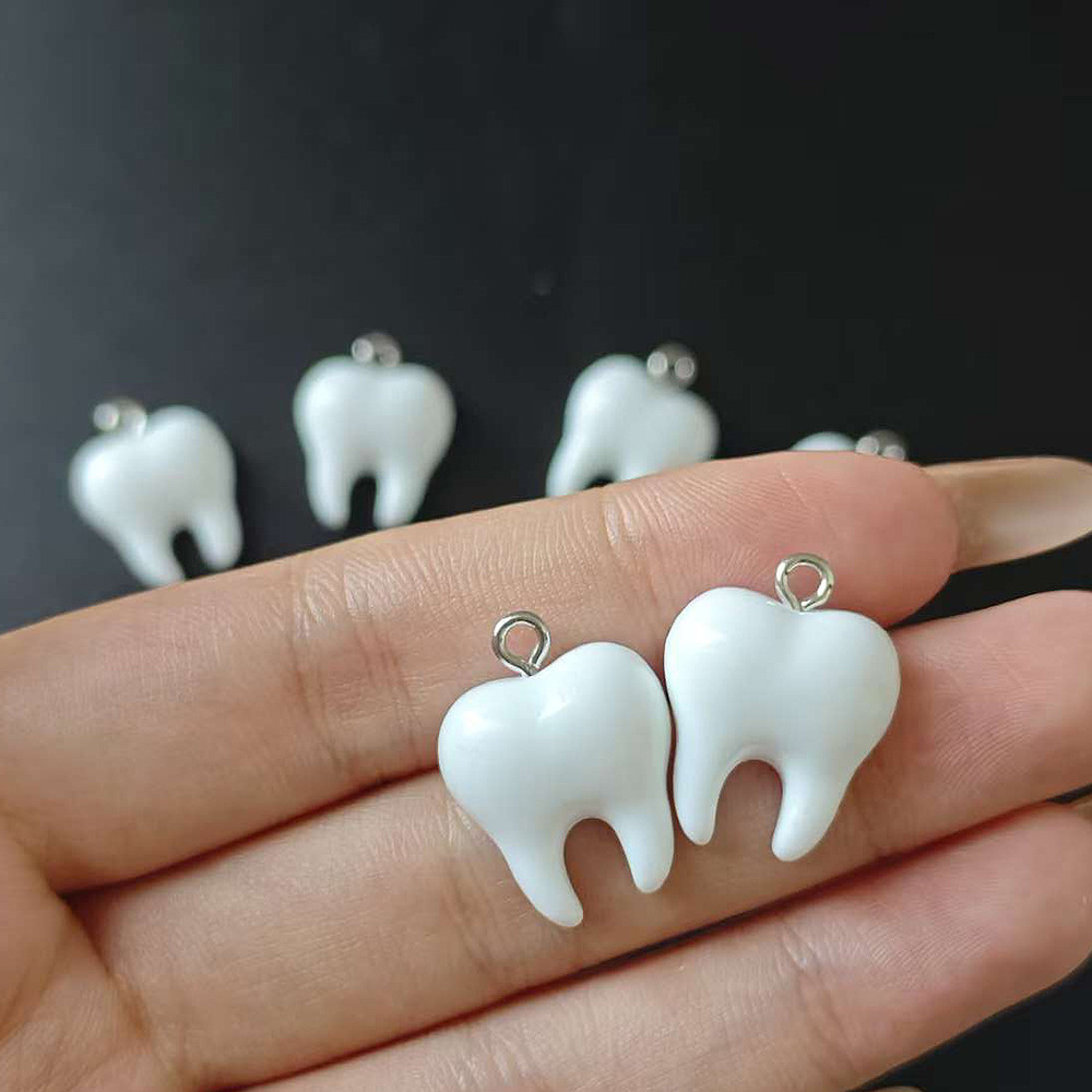 10pcs Cute White Teeth Resin P - đánh giá và giá Resin Craft Projects