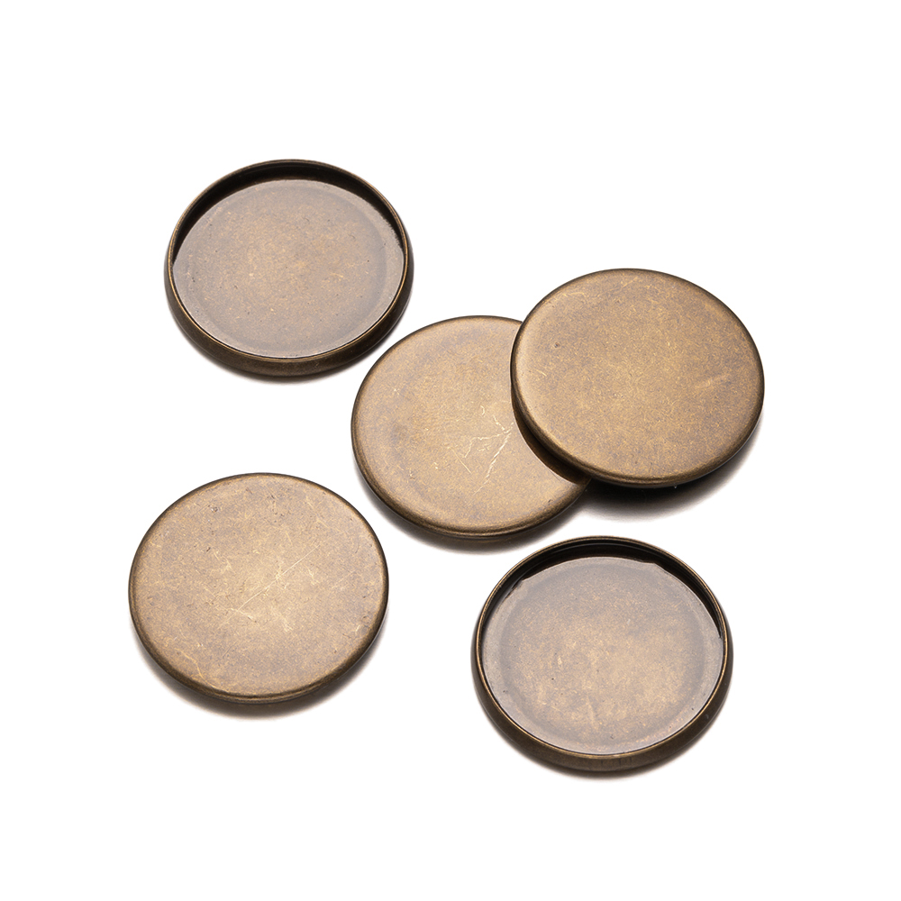 20pcs Antique Bronze Flat Roun - đánh giá và giá Bezels Set Pendant