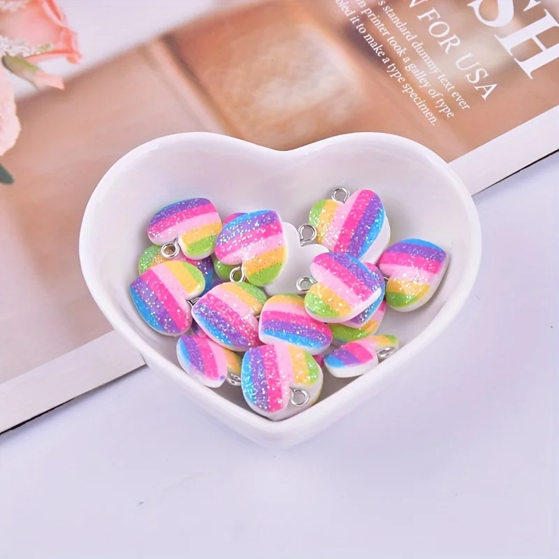10Pcs Colorful Heart Resin Cha - đánh giá và giá Resin Craft Projects