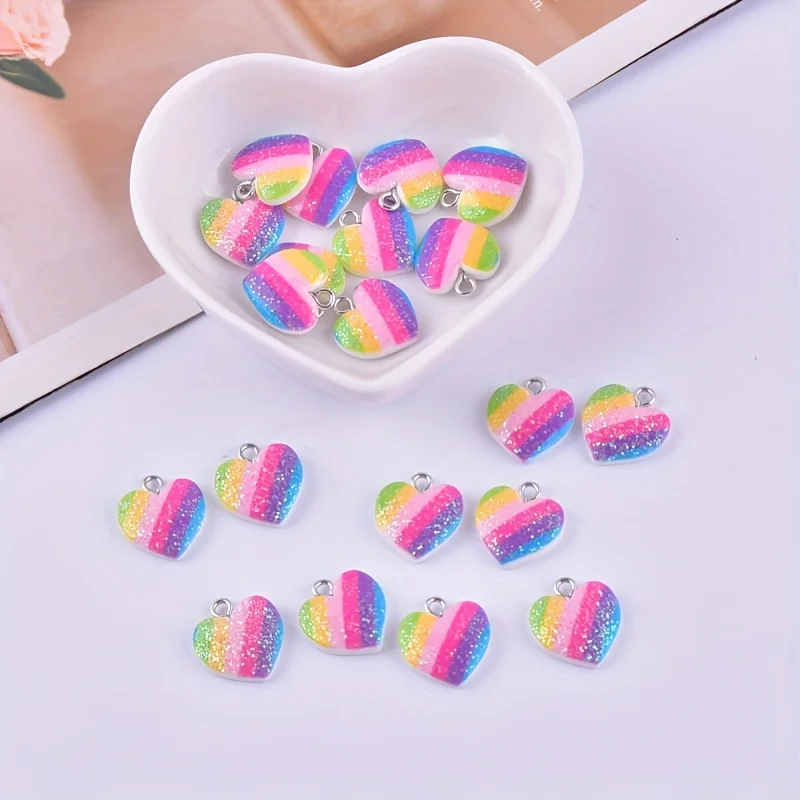 10Pcs Colorful Heart Resin Cha - đánh giá và giá Resin Craft Projects