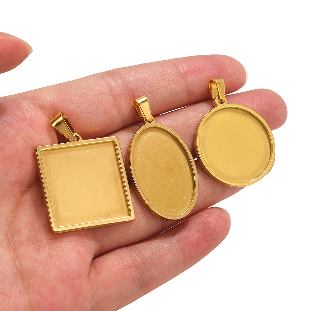 5pcs Stainless Steel Pendant C - đánh giá và giá Bezels Set Pendant