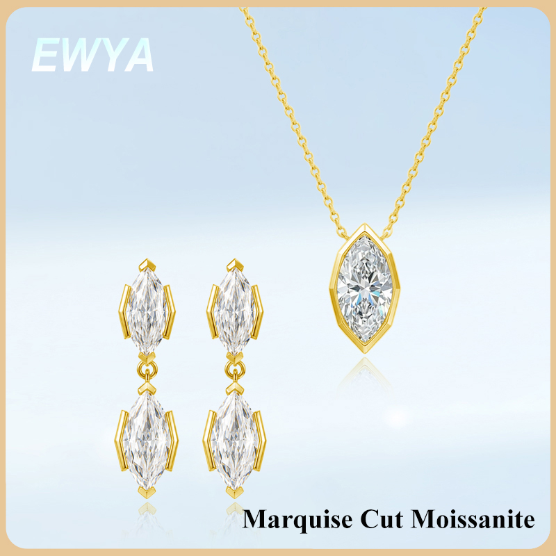 EWYA 3CT Marquise Cut Moissani - đánh giá và giá Bezels Set Pendant