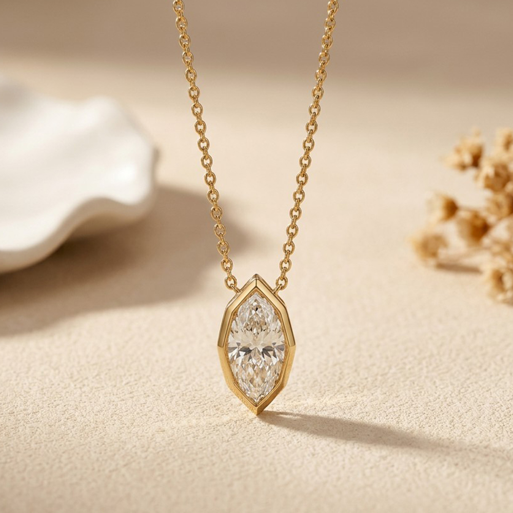 EWYA 3CT Marquise Cut Moissani - đánh giá và giá Bezels Set Pendant
