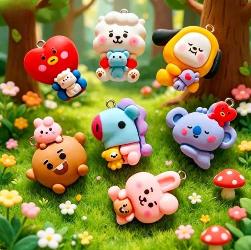 7pcs BT21 Resin Cartoon Charm  - đánh giá và giá Crafting Resin