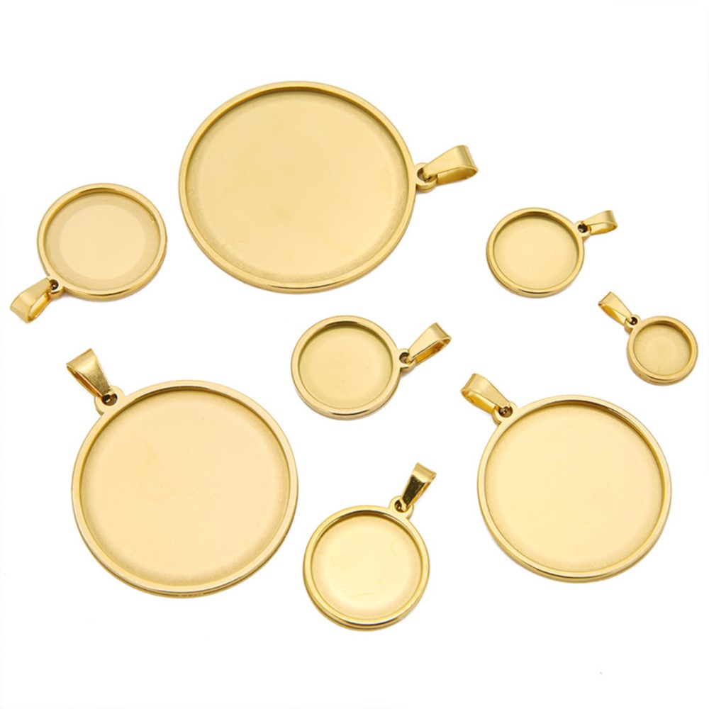 5Pcs/Lot Stainless Steel Round - đánh giá và giá Bezels Set Pendant