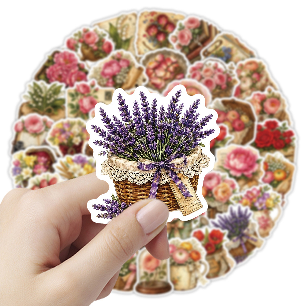 50Pcs Vintage Floral Stickers  - đánh giá và giá Dried Flower Bulk