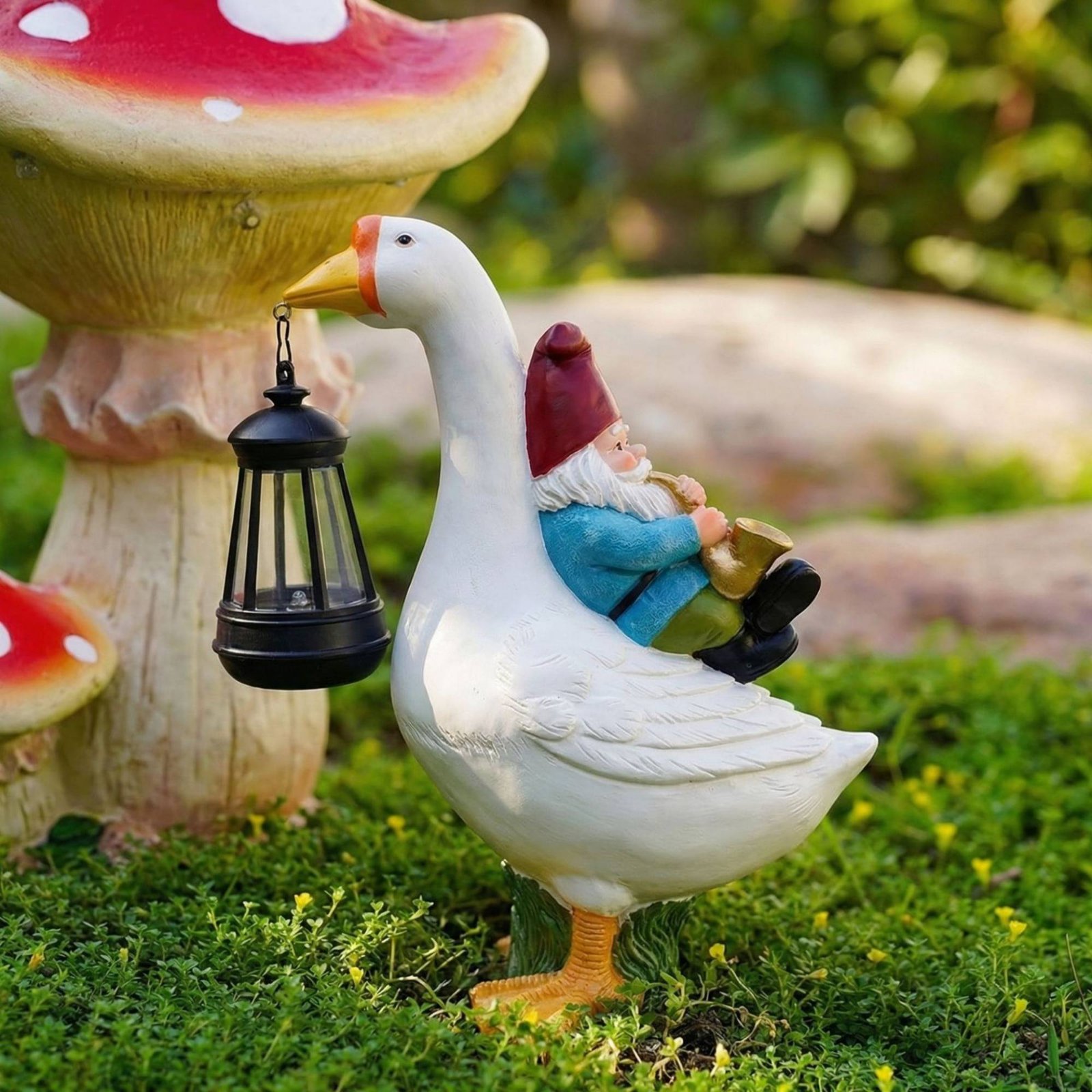 Gnome Riding Goose Statue Weat - đánh giá và giá Crafting Resin